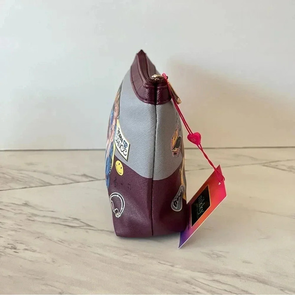 Nikky By Nicole Lee Cosmetic Pouch Bag Pop Generation Gray/Burgundy - Picture 6 of 8